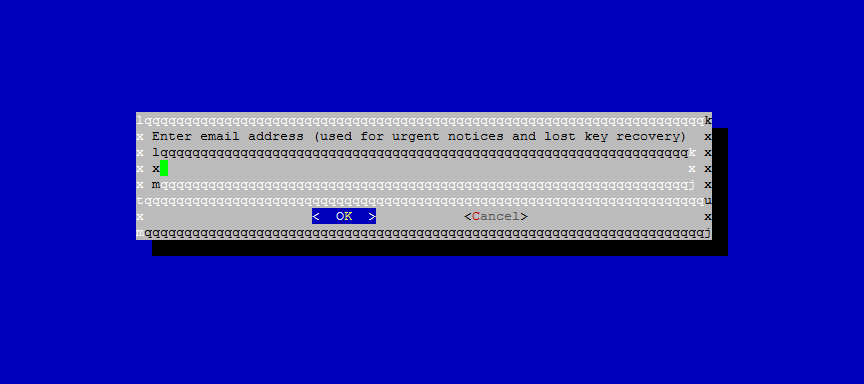 LetsEncrypt e-posta adresi giriş ekranı